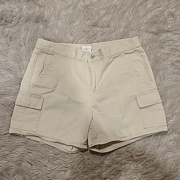 Calvin Klein vintage womens khaki cotton cargo shorts size 10 - Picture 1 of 6